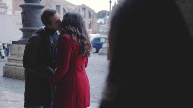 furious, angry woman attacks her treacherous boyfriend with another woman