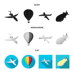 Fototapeta premium Isolated object of transport and object icon. Set of transport and gliding stock vector illustration.