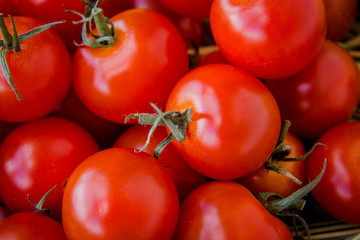 ripe cherry tomatoes in rustic style