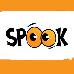 Spooky orange eyes on white background