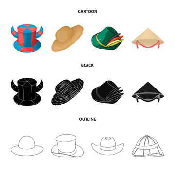 Isolated object of hat and cap symbol. Collection of hat and model stock vector illustration.