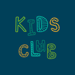 Kids club hand drawn vector illustration decorative green blue orange