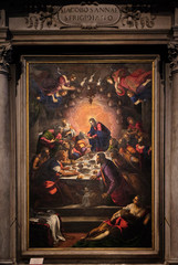 Altarpiece depicting the Last Supper by Tintoretto in Cathedral of St.Martin in Lucca, Italy