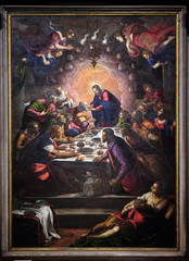 Altarpiece depicting the Last Supper by Tintoretto in Cathedral of St.Martin in Lucca, Italy
