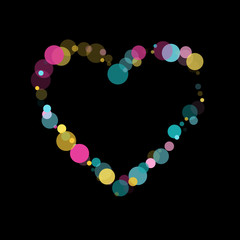 Memphis round confetti festive background in cyan blue, pink and yellow. Childish pattern vector.