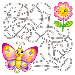 coloring page for children's creativity. Puzzle, maze game for kids. Find the way