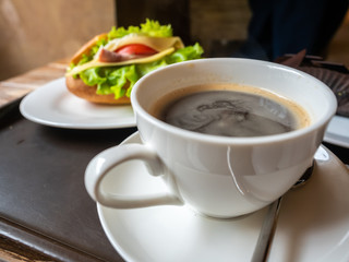 Americano coffee in white cup