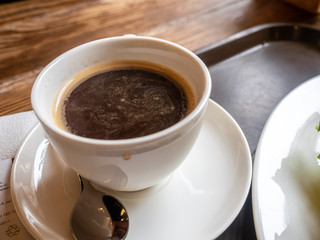 Americano coffee in white cup