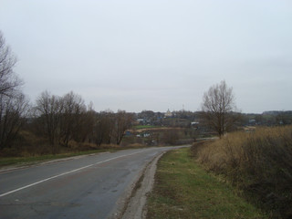 On a cloudy day, the old highway runs through the countryside.