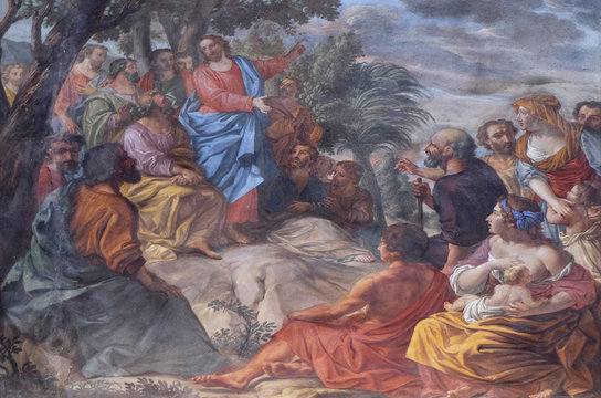 Sermon on the Mount, fresco in the basilica of Saint Andrew in Mantua, Italy 