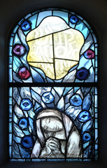 Stained glass window by Sieger Koeder in chapel in Hinterbrand, Germany 