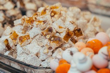 Turkish sweets in the Egyptian bazaar. Istanbul. Turkey