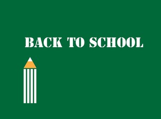 white lettering back to school on school green blackboard with white pencil, vector