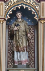 Obraz premium St. Stephen statue on altar of Our Lady of Lourdes in the church of Saint Matthew in Stitar, Croatia 