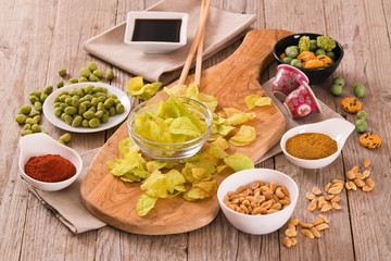 Wasabi coated peanuts.