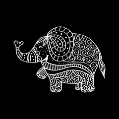 Elephant decorative illustration. Zentangle stylized. 