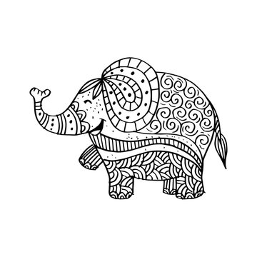 Elephant decorative illustration. Zentangle stylized. 