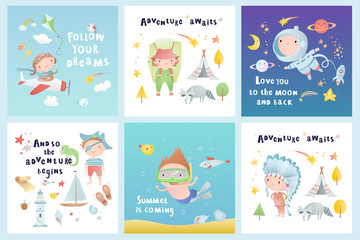 Set of baby cards. Vector set.
