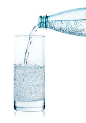 Pouring sparkling water in a glass