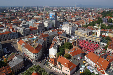 Fototapeta na wymiar Aerial view of Zagreb, the capital of Croatia