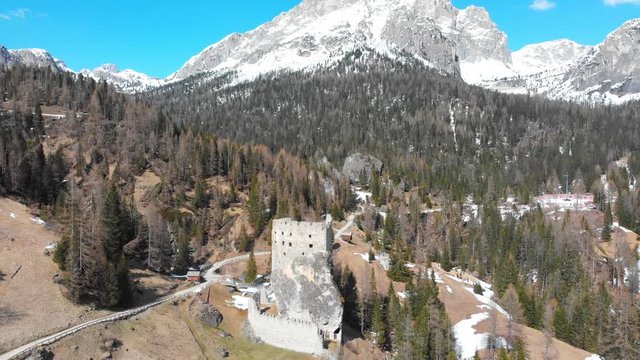 A landscape of the hills, forest and mountains - Dolomites, Italy