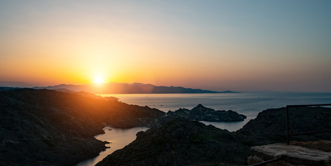 beautiful Mediterranean landscape sunset over the mountains