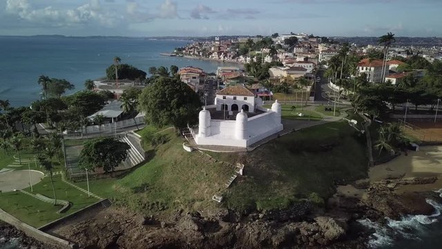 Aerial View of Ponta do Humaita, Fort Monte Serrat, Lower City, Salvador, Bahia, Brazil