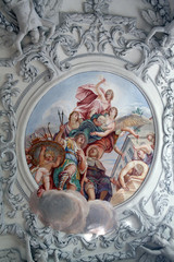 Beautiful religious fresco in Benediktbeuern, Germany 