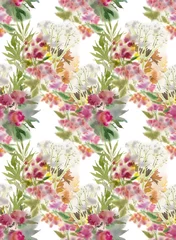 Tuinposter Floral seamless pattern. Hand drawn watercolor field flowers. © 21021021