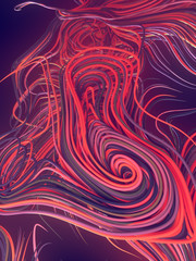 Interlacing abstract pink colored curves. Computer generated geometric pattern. 3D rendering