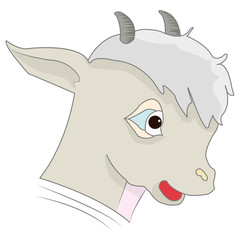 Head of a cartoon gray lamb, on a white background