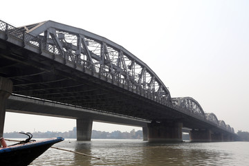 Bridge across the river, Vivekananda Setu in Kolkata