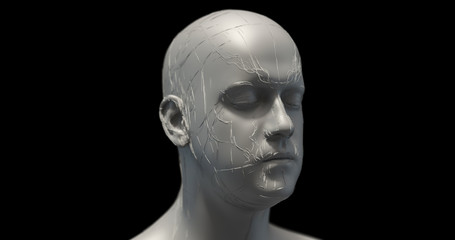 Advanced Bionic Robot Head - Technology Related 3D Illustration Render