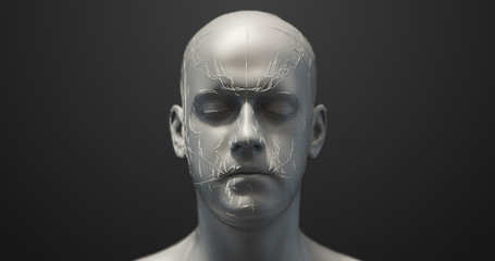 Futuristic Bionic Robot Face - Technology Related 3D Illustration Render