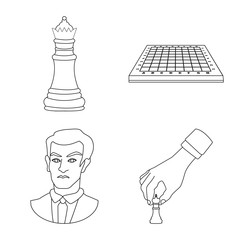 Vector illustration of piece and strategy symbol. Set of piece and play stock symbol for web.
