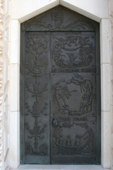 Illustrations of stories from the Bible on doors Basilica of the Annunciation in Nazareth, Israel