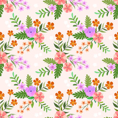 Fototapeta na wymiar Floral seamless background for textile or book covers, manufacturing, wallpapers, print, gift wrap and scrapbooking.