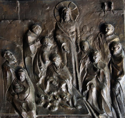 Detail of the door of the Church of St. Peter, Tabgha, Israel