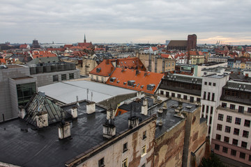 View of the city of Wroclaw from the high point. Poland