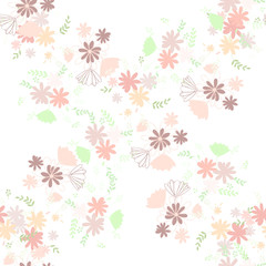 Trendy delicate pastel simple flowers, great design for any purposes. Simple modern style. Floral pattern. Elegant decorative background. Floral vector illustration.