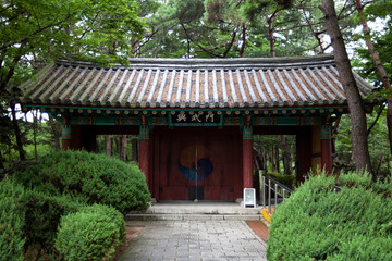 Fototapeta na wymiar Mausoleum of General Kim Yu-shin in Gyeongju-si, South Korea.