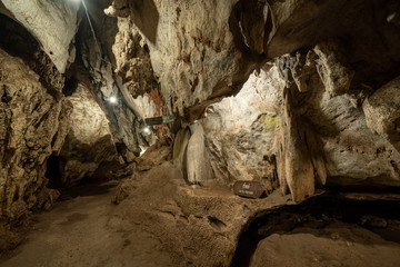 Inside of the cave at Wat Tham Khao Pun in Kanchanaburi.