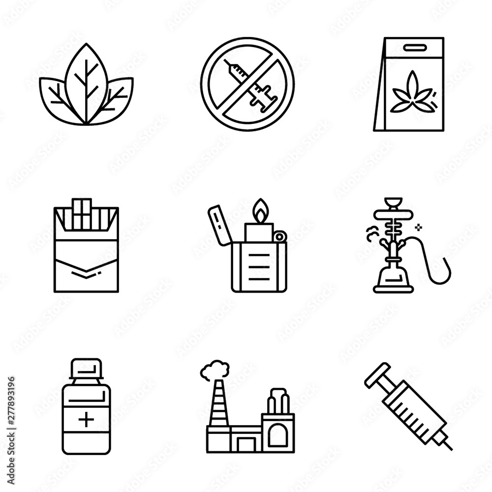 Sticker tobacco icons set