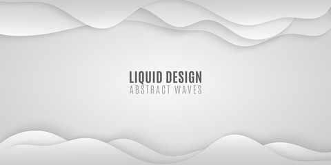 Abstract geometric background out of the waves. Stylish brochure for your design. White paper waves. Web banner. Liquid design. Vector illustration