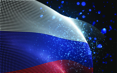 Vector bright glowing country flag of abstract dots. Russia