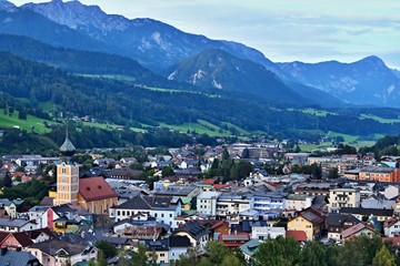 Naklejka na ściany i meble Austrian Alps-view of the town Schladming
