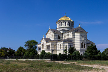 Fototapeta na wymiar Tauric Chersonese and St. Vladimir's Cathedral in Sevastopol, Crimea