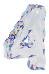 Diamond number 4 isolated on white backround. 3D illustration