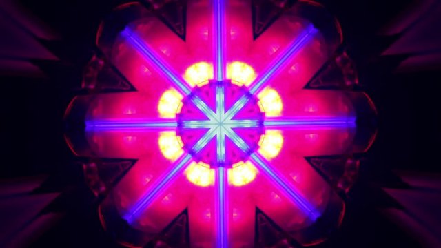 Fractal en estrella de luces y formas intermitentes en color