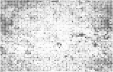 Halftone texture is black and white. Abstract monochrome background of dots.